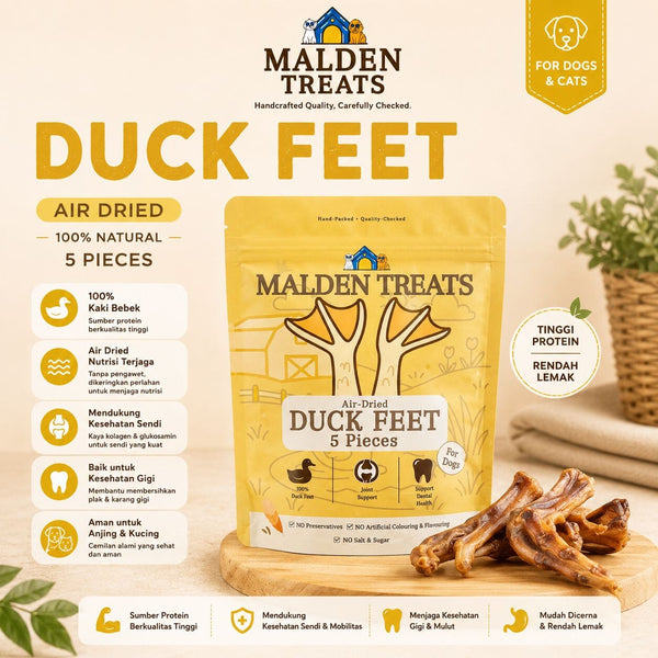 MALDENTREATS Snack Anjing Duck Feet 5pcs no type Tidak ada merek 