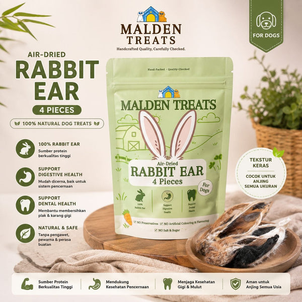 MALDENTREATS Snack Anjing Rabbit Ear 4pcs no type Tidak ada merek 