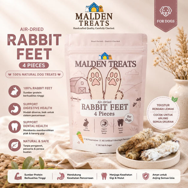 MALDENTREATS Snack Anjing Rabbit Feet 4pcs no type Tidak ada merek 