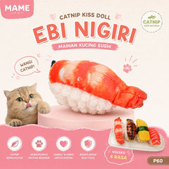 MAME Mainan Kucing P60 Catnip Kiss Doll Sushi Ebi Nigiri Cat Toy Pet Republic Indonesia 