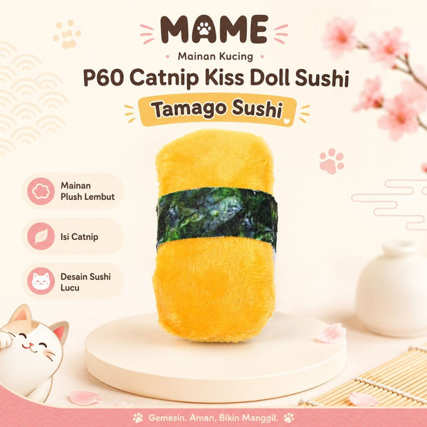 MAME Mainan Kucing P60 Catnip Kiss Doll Sushi Tamago Cat Toy Pet Republic Indonesia 