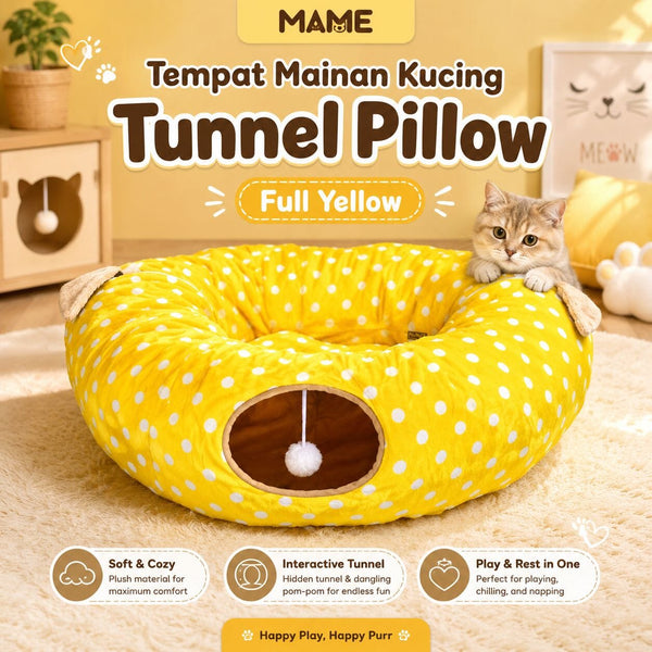 MAME Mainan Kucing Tunnel Pillow Full Yellow Cat Toy Tidak ada merek 