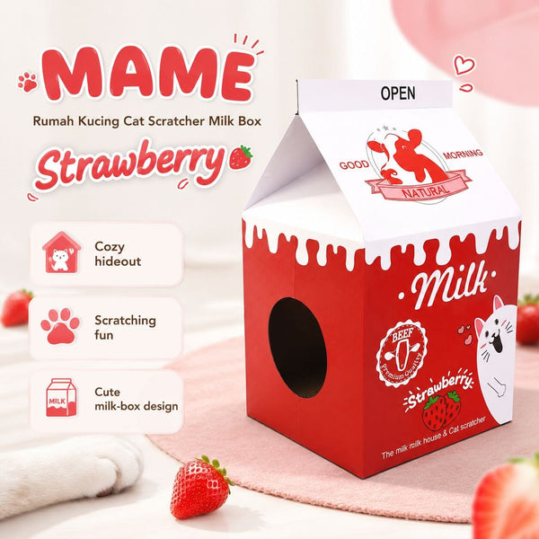 MAME Rumah Kucing Cat Sratcher Milk Box Red Cat Toy Pet Republic Indonesia 
