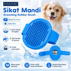 MAME Sikat Mandi Grooming Rubber Brush Blue 12x9cm Grooming Tools Mame 