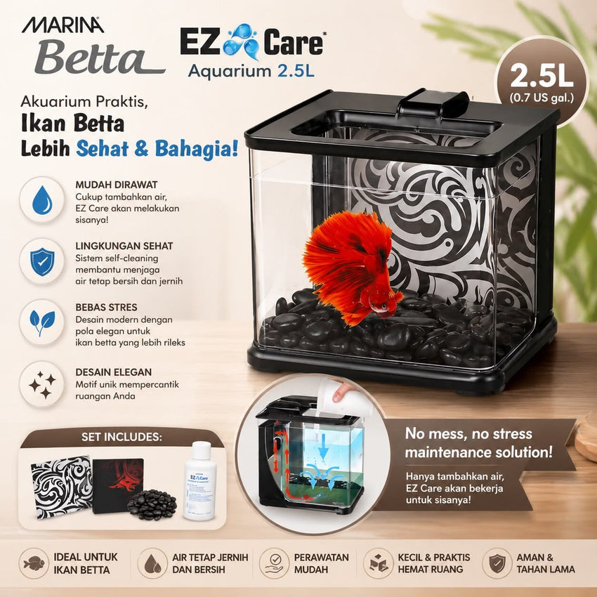 MARINABETTA Akuarium EZ Care Aquarium Black 2.5L Fish Supplies Pet Republic Indonesia 