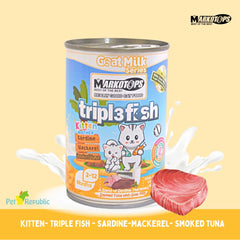 MARKOTOPS Kitten Triple Fish Smoked Tuna with Goat Milk 400gr no type Tidak ada merek 