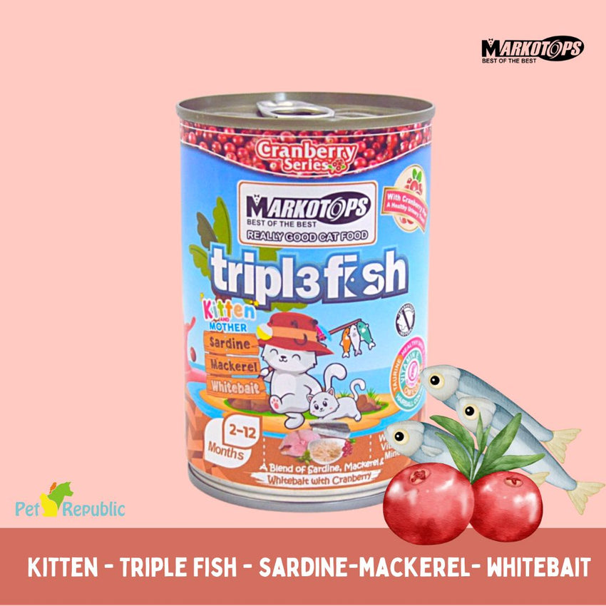 MARKOTOPS Kitten Triple Fish Whitebait with Cranberry 400gr no type Tidak ada merek 