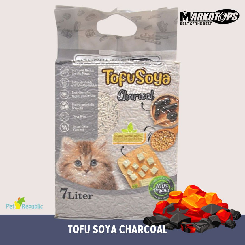 MARKOTOPS Pasir Kucing Tofu Soya Cat Litter CHARCOAL 7L no type Markotops 