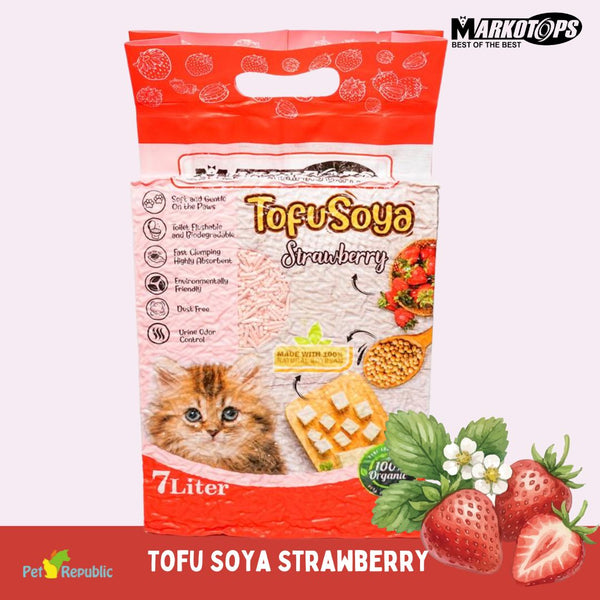 MARKOTOPS Pasir Kucing Tofu Soya Cat Litter STRAWBERRY 7L Cat Sanitation Tidak ada merek 