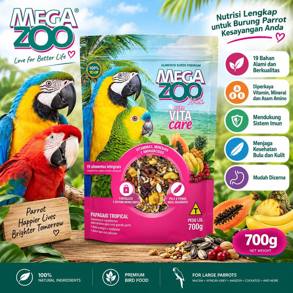 MEGAZOO Makanan Burung Big Parrot Tropical Vita care Mix 700g no type Tidak ada merek 