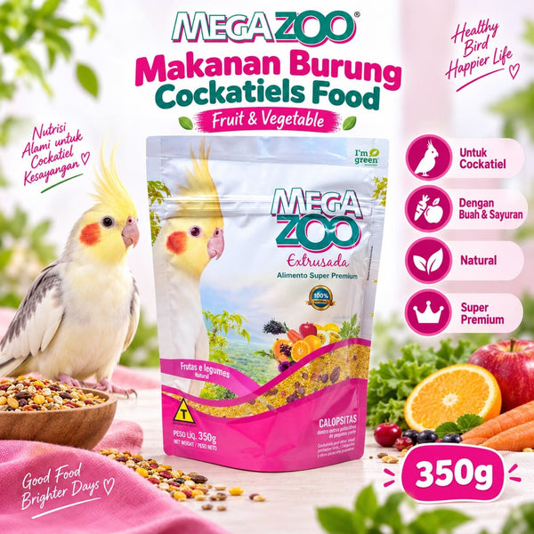 MEGAZOO Makanan Burung Cockatiels Food Fruit Vegetable 350g no type Tidak ada merek 