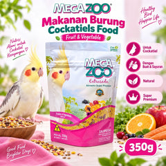 MEGAZOO Makanan Burung Cockatiels Food Fruit Vegetable 350g no type Tidak ada merek 