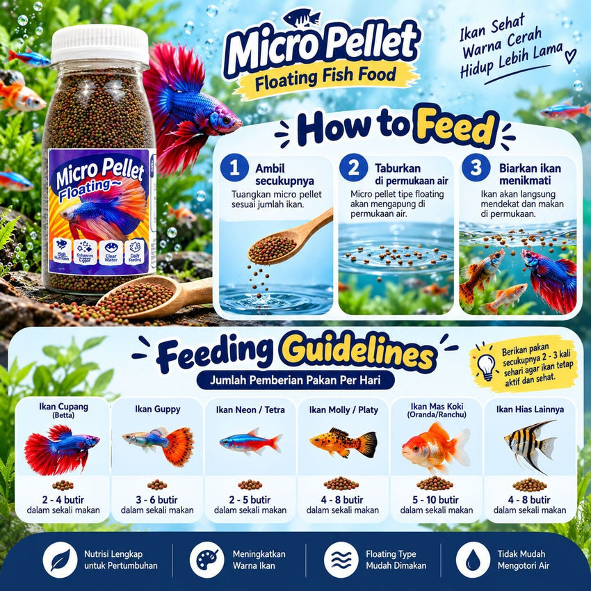 MICRO Pellet Makanan Ikan Floating Fish Food 50gr no type Tidak ada merek 