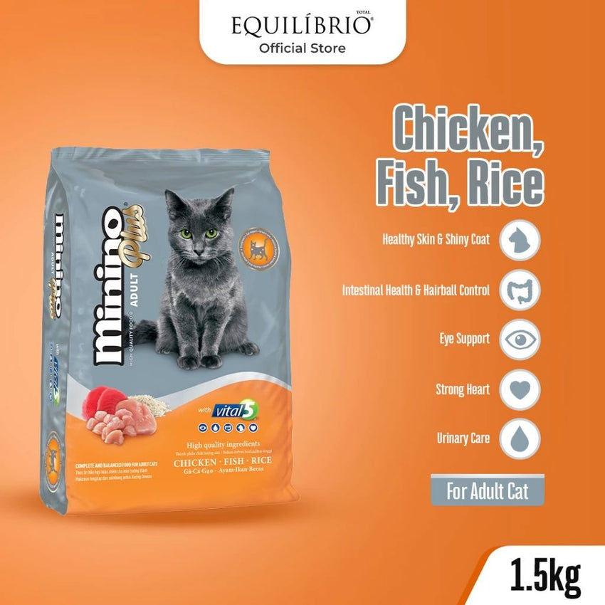 MININO Plus Makanan Kucing Chicken Fish and Rice 1.5kg no type Tidak ada merek 