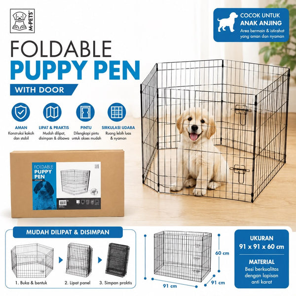 MPETS Kandang Anak Anjing Foldable Puppy Pen With Door no type Tidak ada merek 