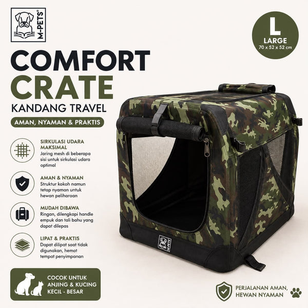 MPETS Kandang Travel Comfort Crate Camouflage Large Pet Cage M-Pets 