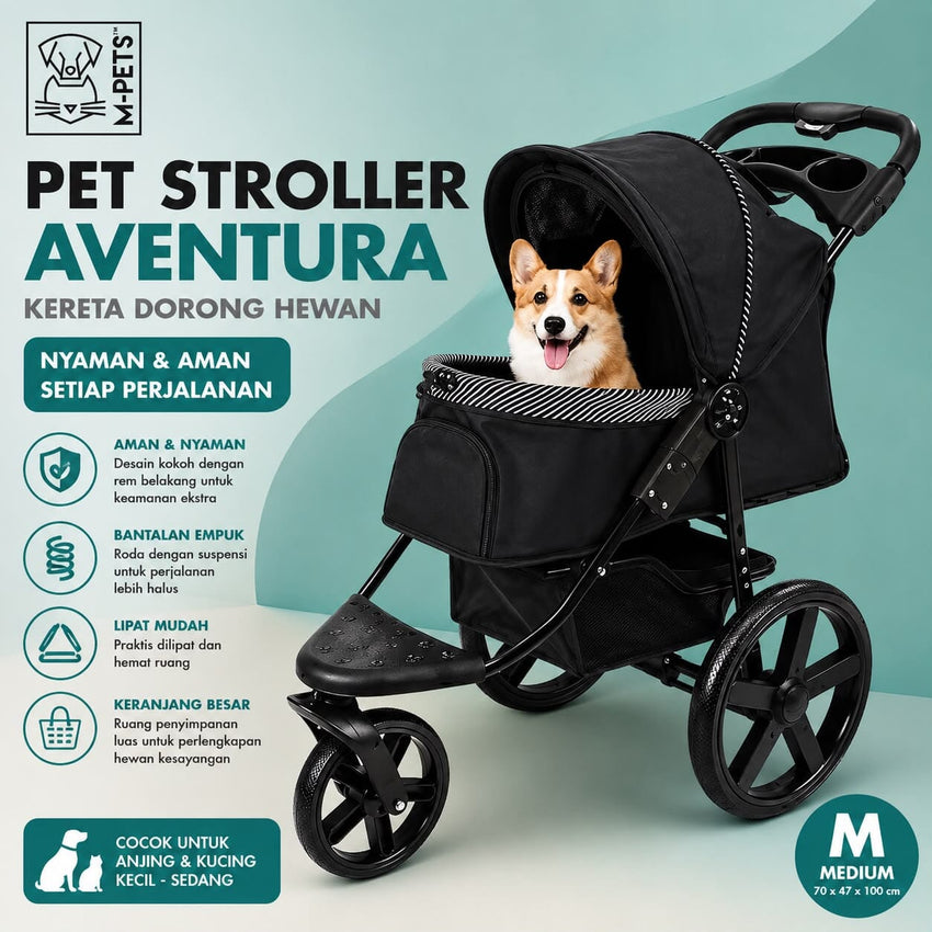 MPETS Kereta Dorong Hewan AVENTURA Pet Stroller M no type Tidak ada merek 