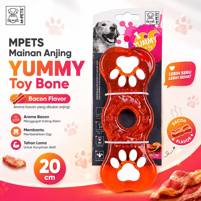 MPETS Mainan Anjing YUMMY Toy Bone With bacon Flavor 20cm no type Tidak ada merek 