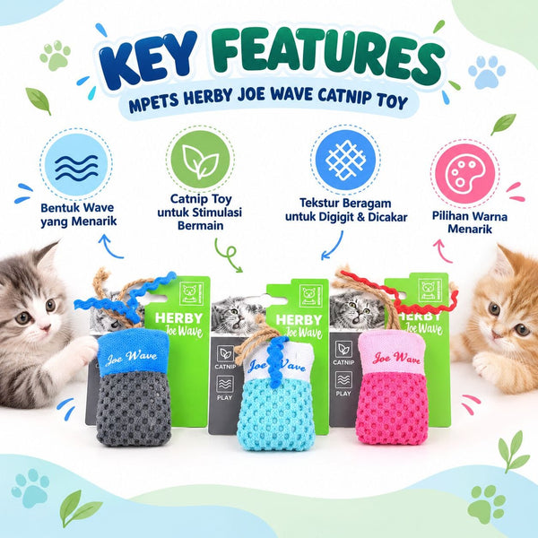 MPETS Mainan Kucing Herby Joe Wave Catnip Toy Pink Cat Toy NoBrand 