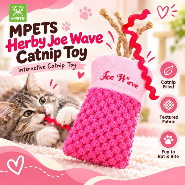 MPETS Mainan Kucing Herby Joe Wave Catnip Toy Pink Cat Toy NoBrand 