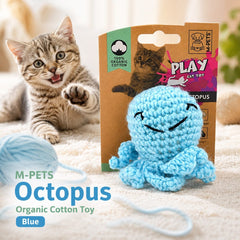 MPETS Mainan Kucing Octopus Organic Cotton Toys Blue Cat Toy Pet Republic Indonesia 