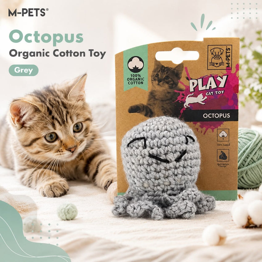 MPETS Mainan Kucing Octopus Organic Cotton Toys Grey Cat Toy Pet Republic Indonesia 