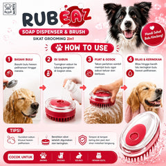 MPETS RUBEAZ Soap Dispenser and Brush Red Grooming Tools Pet Republic Indonesia 