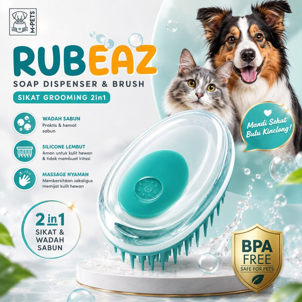 MPETS Sikat Mandi Anjing Kucing RUBEAZ Soap Dispenser and Brush Tosca Grooming Tools Pet Republic Indonesia 
