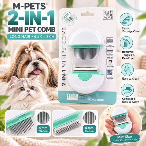 MPETS Sisir Bulu Hewan 2in1 Mini Pet Comb Long Hair no type Tidak ada merek 