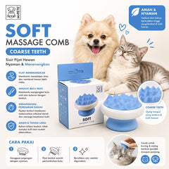 MPETS Sisir Pijit Hewan Soft Massage Comb Coarse Teeth Blue Grooming Tools Tidak ada merek 