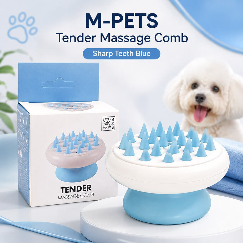 MPETS Sisir Pijit Hewan Tender Massage Comb Sharp Teeth Blue Grooming Tools Pet Republic Indonesia 