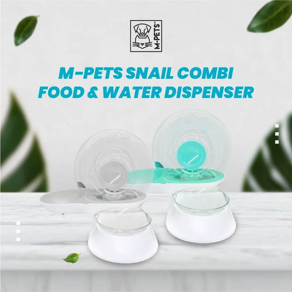 MPETS Snail Combi Food And Water Dispenser 2800ml White Pet Bowl Tidak ada merek 