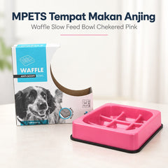 MPETS Tempat makan anjing Waffle Slow Feed Bowl Pink Pet Bowl M-PETS 