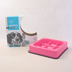 MPETS Tempat makan anjing Waffle Slow Feed Bowl Pink Pet Bowl M-PETS 
