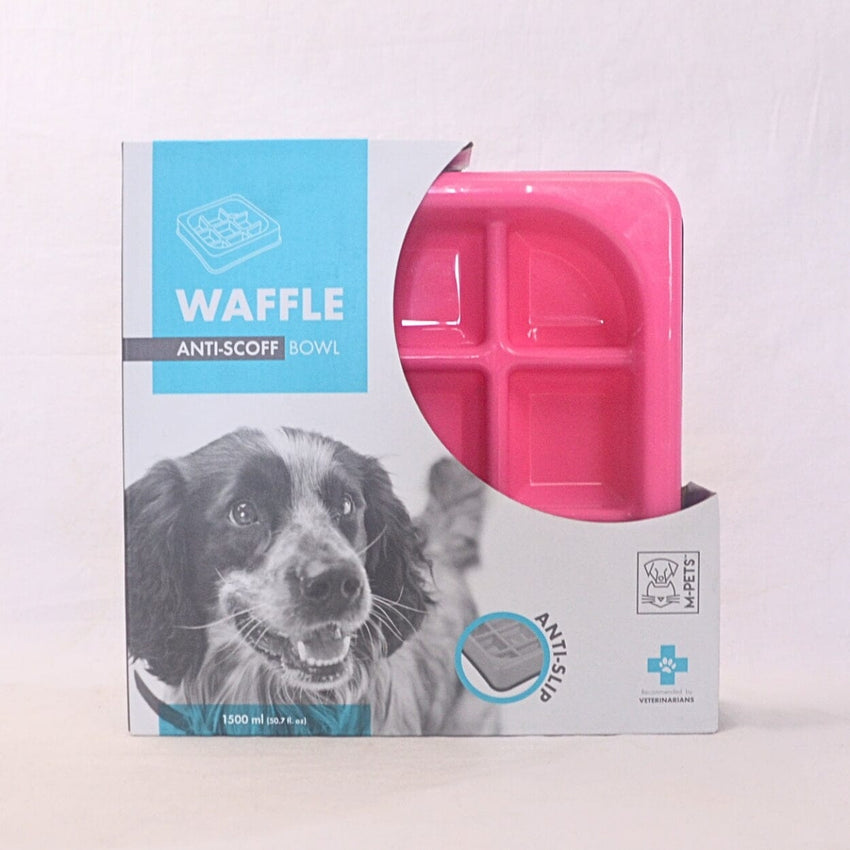 MPETS Tempat makan anjing Waffle Slow Feed Bowl Pink Pet Bowl M-PETS 