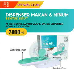 MPETS Tempat Makan Minum Snail Combi Food And Water Dispenser Blue Pet Bowl MPets 