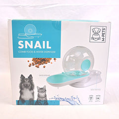 MPETS Tempat Makan Minum Snail Combi Food And Water Dispenser Blue Pet Bowl MPets 