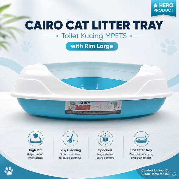 MPETS Toilet Kucing Cairo Litter Tray with Rim Large no type Tidak ada merek 