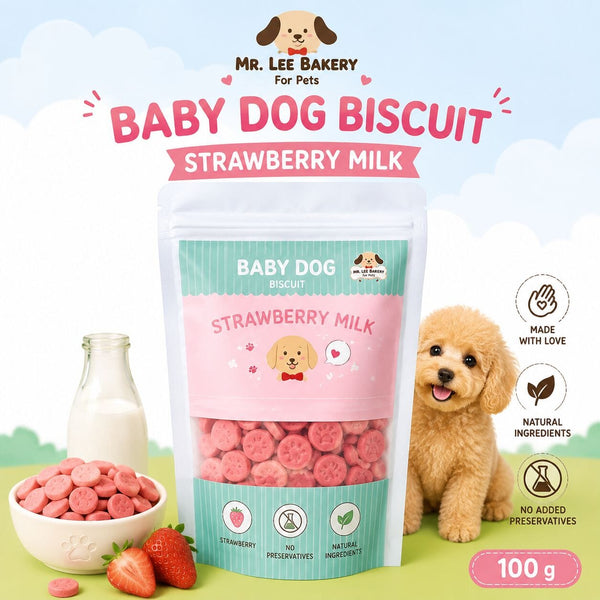 MRLEEBAKERY Snack Anjing Baby Dog Biscuit Strawberry Milk 100gr no type Tidak ada merek 