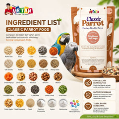 MRTAN Makanan Burung Classic Parrot Food 1kg no type Tidak ada merek 