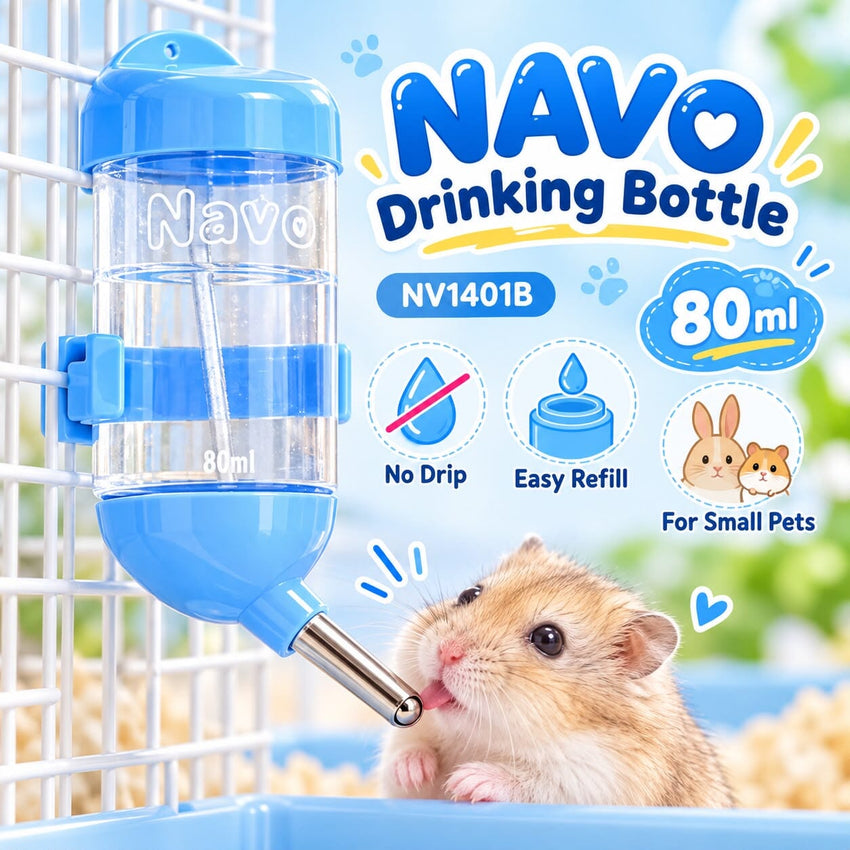 NAVO Botol Minum NV1401 Pet Drinking Bottle Blue 80ml Small Animal Supplies Tidak ada merek 