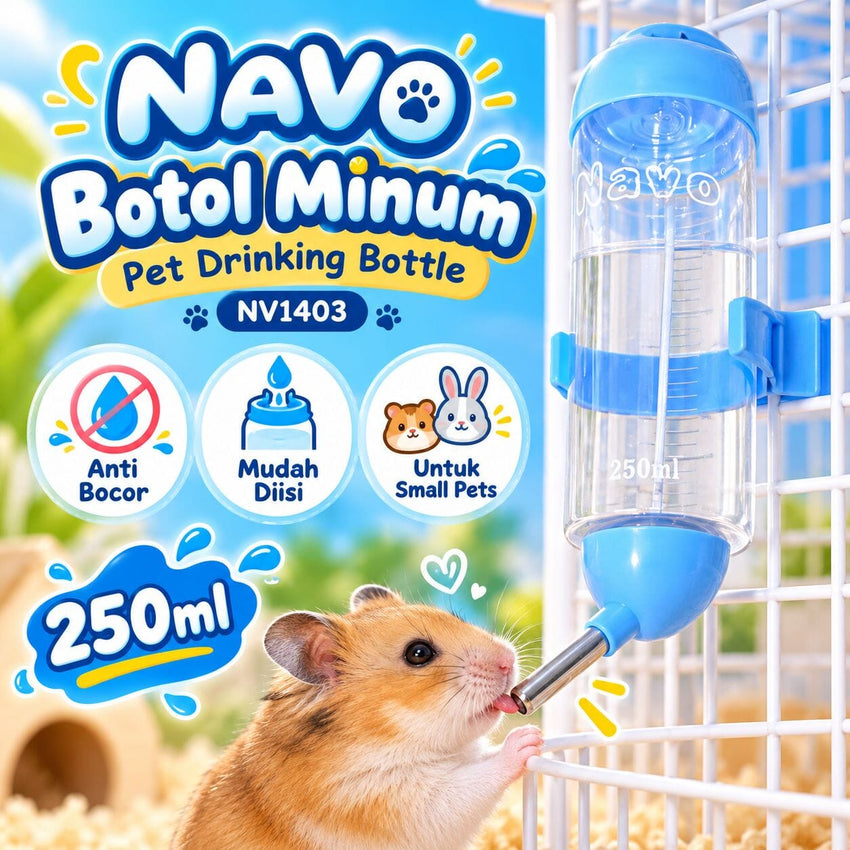NAVO Botol Minum NV1403 Pet Drinking Bottle Blue 250ml Small Animal Supplies Tidak ada merek 