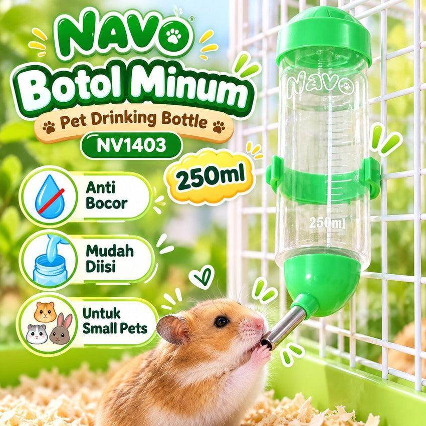 NAVO Botol Minum NV1403 Pet Drinking Bottle Green 250ml Small Animal Supplies Pet Republic Indonesia 