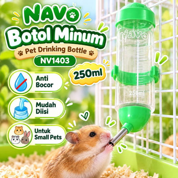 NAVO Botol Minum NV1403 Pet Drinking Bottle Green 250ml Small Animal Supplies Pet Republic Indonesia 