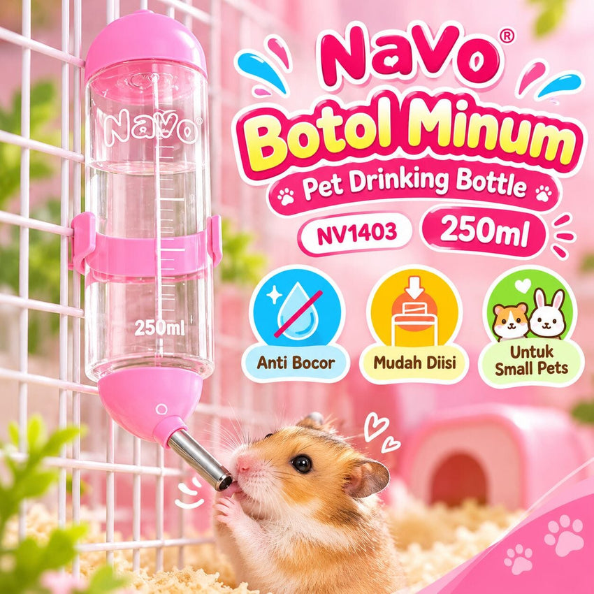 NAVO Botol Minum NV1403 Pet Drinking Bottle Pink 250ml Small Animal Supplies Pet Republic Indonesia 