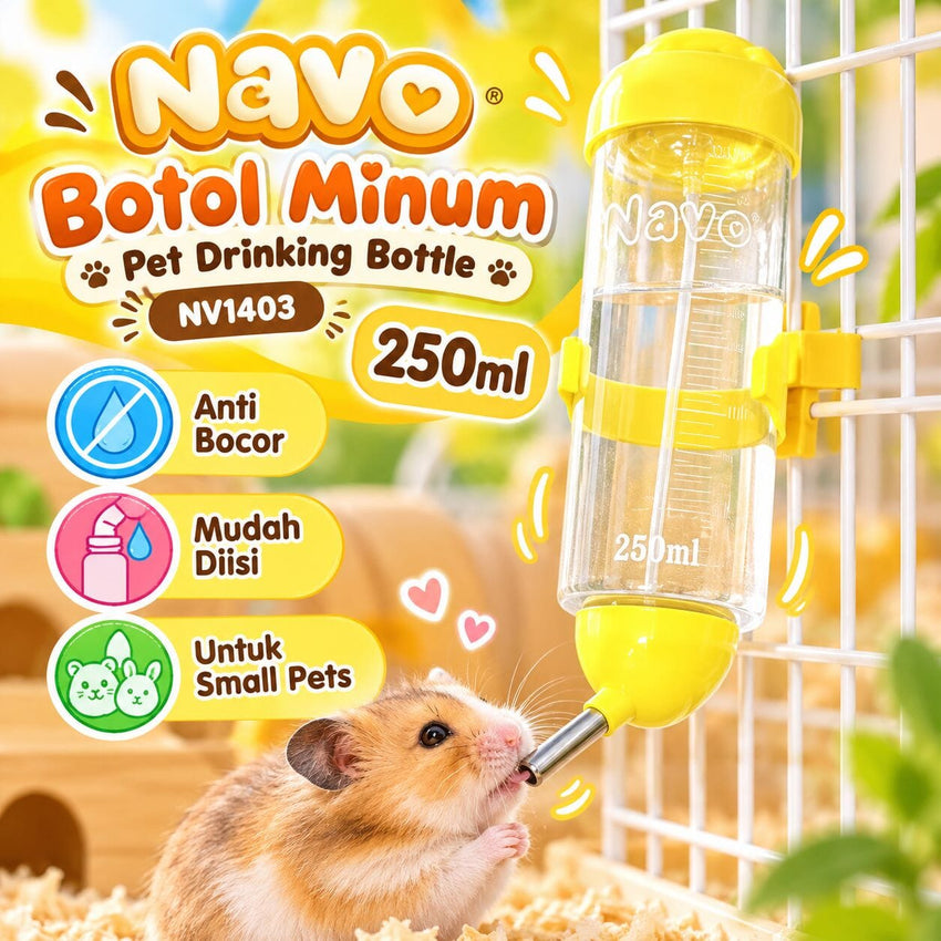 NAVO Botol Minum NV1403 Pet Drinking Bottle Yellow 250ml Small Animal Supplies Tidak ada merek 