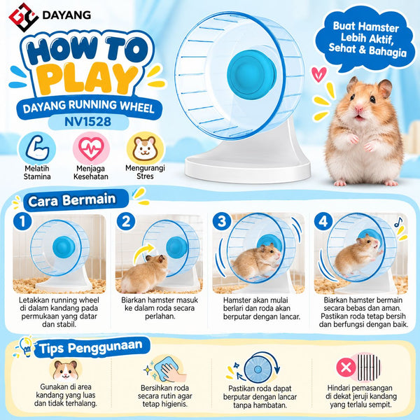 NAVO N1528 Mainan Hamster Running Wheel Blue 17cm Small Animal Toy Navo 