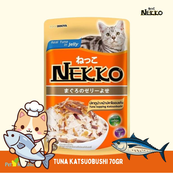 NEKKO Makanan Kucing Pet Food Tuna Whole Loin In Jelly Katsuobushi 70g Cat Food Wet Tidak ada merek 