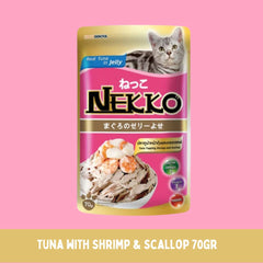 NEKKO Makanan Kucing Pet Food Tuna Whole Loin In Jelly Shrimp and Scallop 70g Cat Food Wet Tidak ada merek 