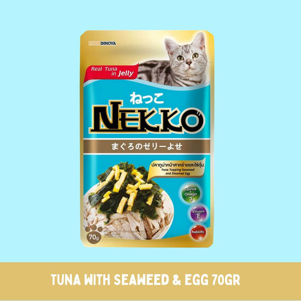 NEKKO Makanan Kucing Tuna Whole Loin In Jelly Seaweed Steamed Egg 70g Cat Food Wet Tidak ada merek 